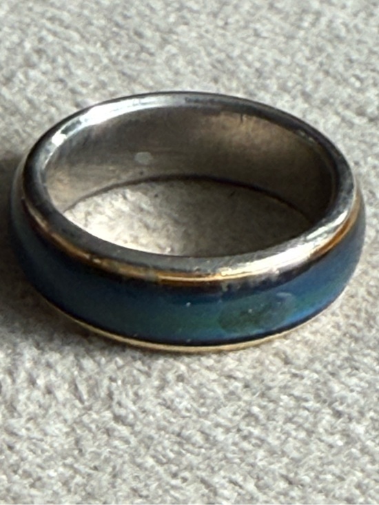 Jewelry - Blue Enamel Dome Ring with Gold Accents